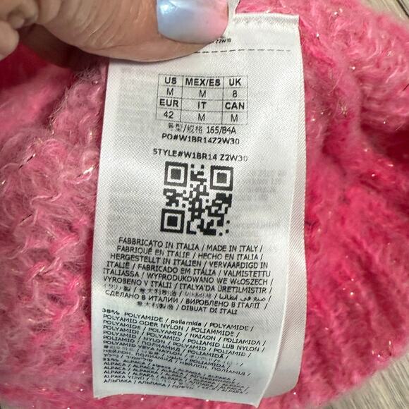 Guess Ariane V-Neck Loose Knit Metallic Pink Ombre Sweater - Size Medium - Picture 9 of 10